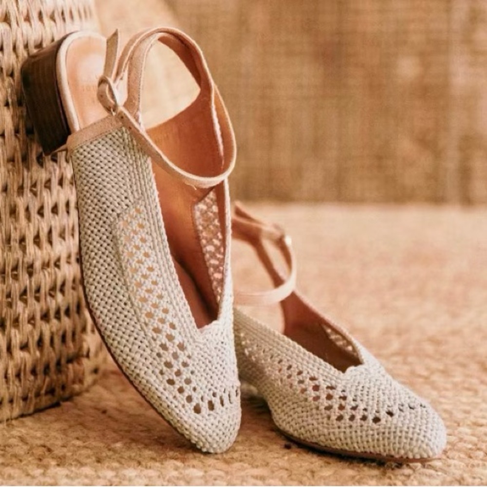 Sezane Low Anouk Slingback in braided natural
